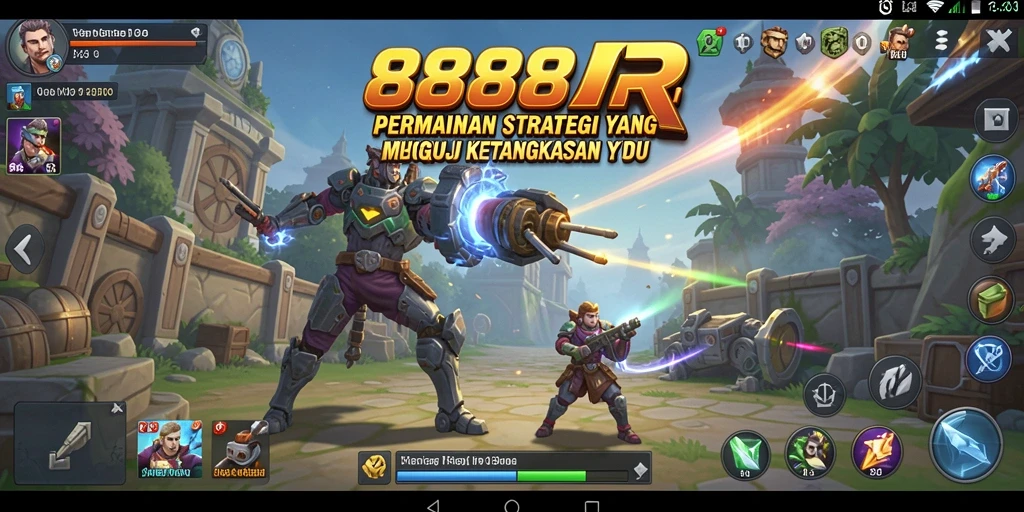 Tangkapan layar menunjukkan momen strategis dalam permainan 888R.