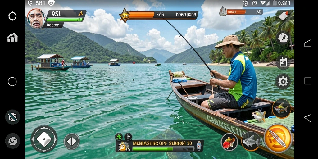 Tampilan gameplay seru dari 9SL saat menangkap ikan.