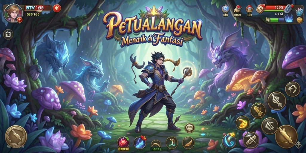Gameplay petualangan BTV168 saat menjelajahi dunia yang fantastis.