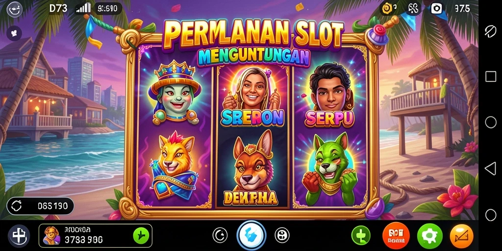Tampilan gameplay D73 yang menarik dengan berbagai tema Slot.