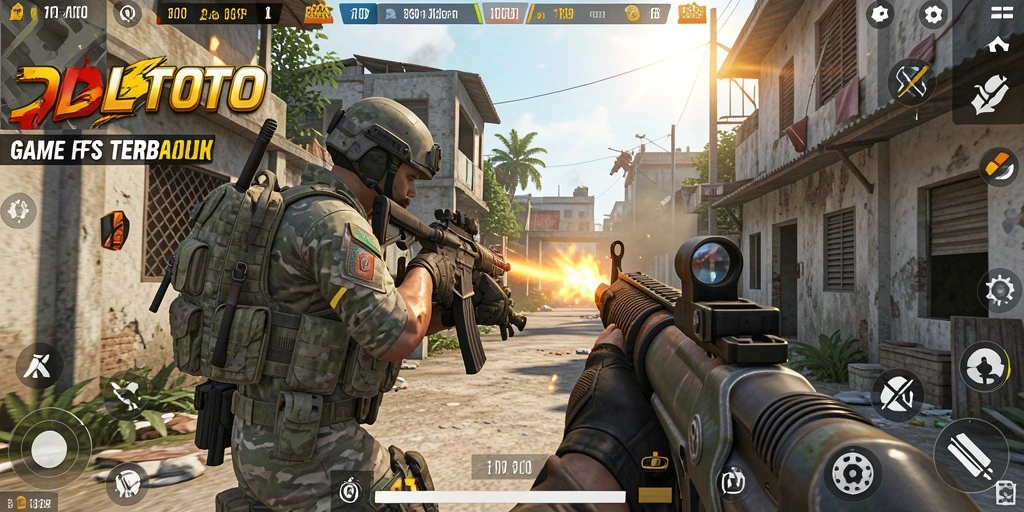 Screenshot gameplay DBLTOTO menampilkan aksi tembak-menembak yang mendebarkan.