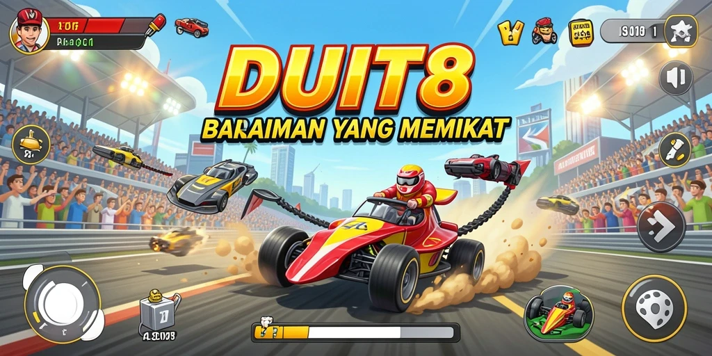 Screenshot gameplay balap yang menampilkan mobil sport melaju kencang.