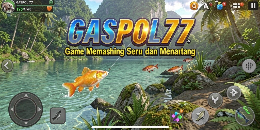 Screenshot gameplay GASPOL77 yang menampilkan aksi memancing yang mendebarkan.