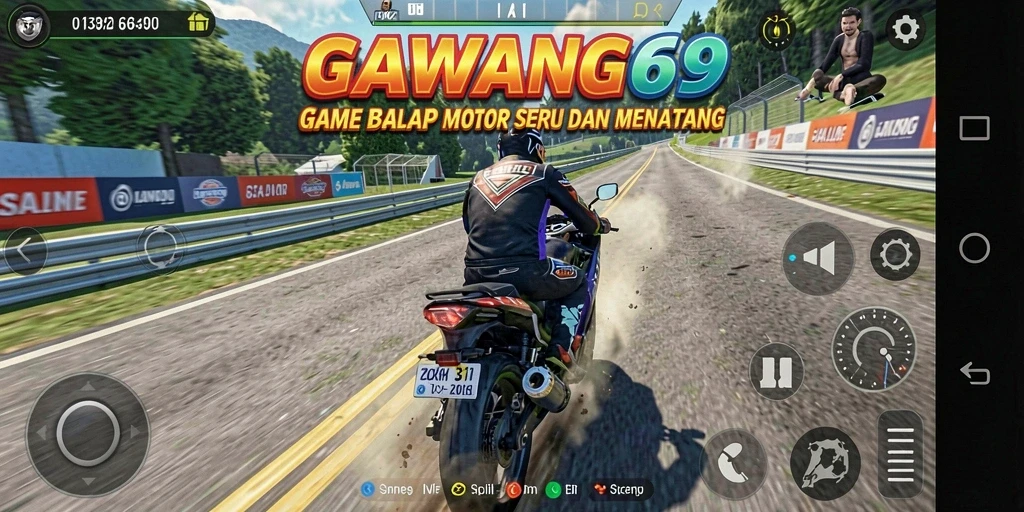 Tampilan gameplay balap motor yang menarik dan seru di GAWANG69.