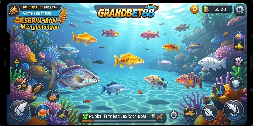 Tampilan seru dari gameplay Tembak Ikan GRANDBET88.
