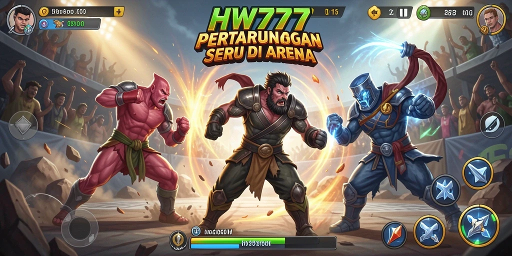Screenshot HW777 menampilkan aksi pertarungan yang mendebarkan.