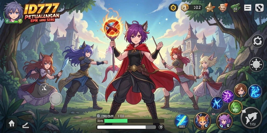Gameplay eksplorasi dan pertarungan karakter Anime yang seru.
