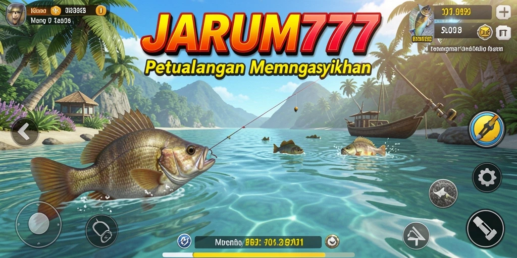 Screenshot menampilkan aktivitas memancing yang seru di JARUM77.