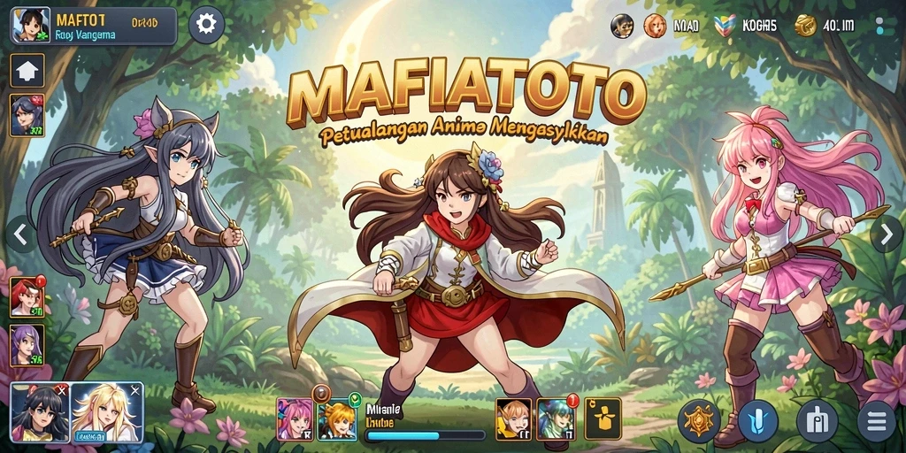 Screenshot MAFIATOTO menampilkan karakter dalam aksi pertarungan anime.