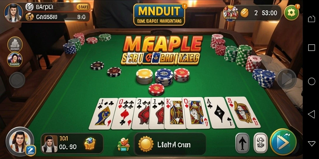 Screenshot gameplay MNDUIT menampilkan keseruan bermain Gaple dengan teman-teman.
