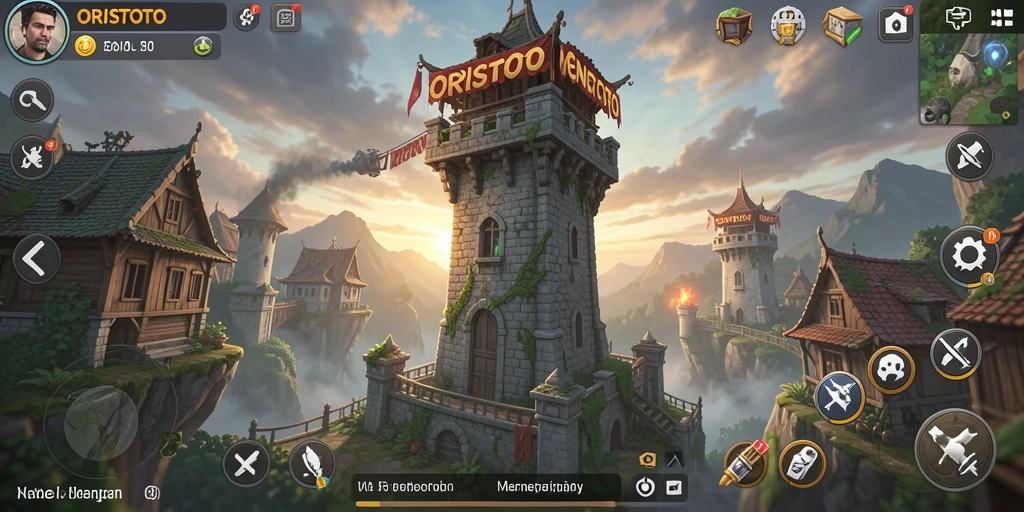 Menampilkan gameplay mendebarkan dari ORISTOTO Tower Defense.
