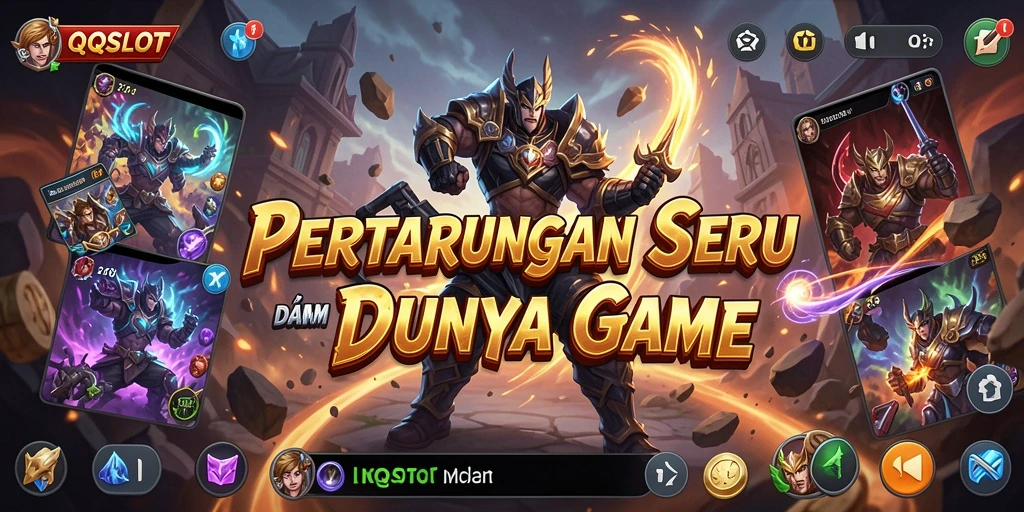Screenshot menunjukkan aksi pertarungan seru dalam QQSLOT.