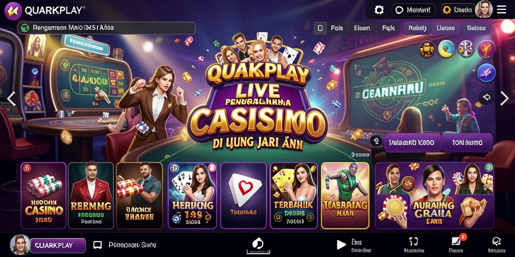 Tampilan utama gameplay Live Casino di QUARKPLAY dengan dealer langsung.