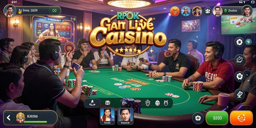 Screenshot gameplay RPOK yang menunjukkan suasana kasino langsung yang mendebarkan.