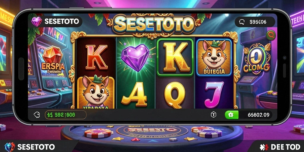 Tampilan gameplay menarik SESETOTO saat memutar roda slot.