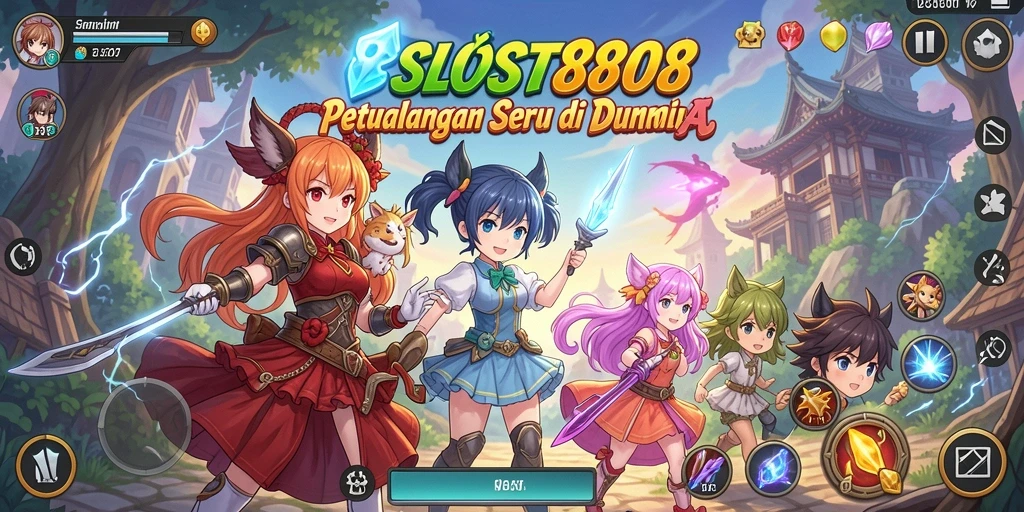 Tampilan gameplay SLOST8808 dengan karakter anime yang menarik.