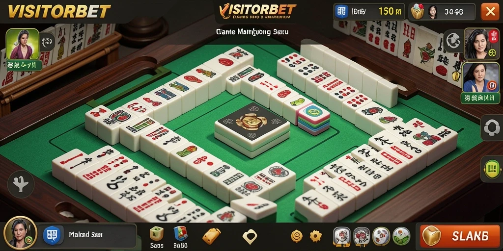 Tangkapan layar dari gameplay VISITORBET dengan grafis Mahjong yang menarik.