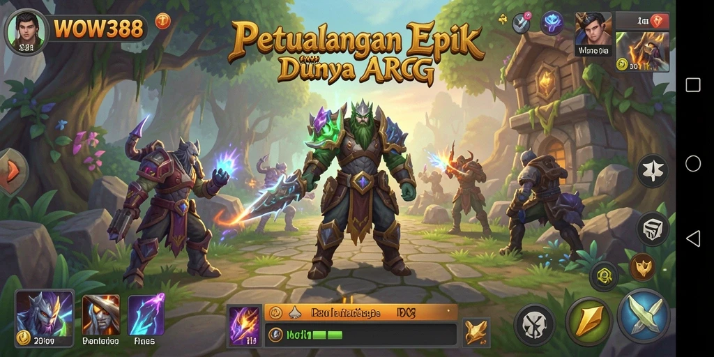 Tampilan aksi gameplay menegangkan di dunia ARPG WOW388.