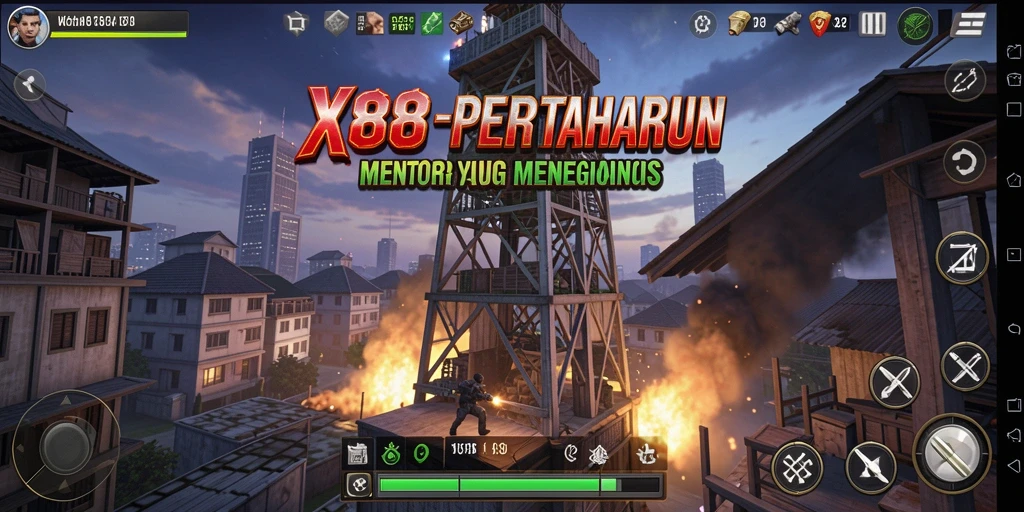Tangkapan layar menunjukkan aksi menara pertahanan dalam X88 saat melawan gelombang musuh.