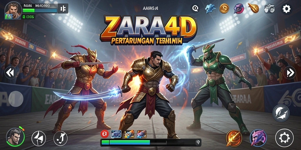 Screenshot gameplay ZARA4D menampilkan duel karakter yang menarik.